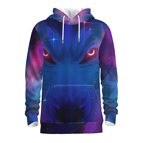 

Men's Pullover Hoodie Sweatshirt Graphic Animal Hooded Daily 3D Print Basic Hoodies Sweatshirts Long Sleeve Blue