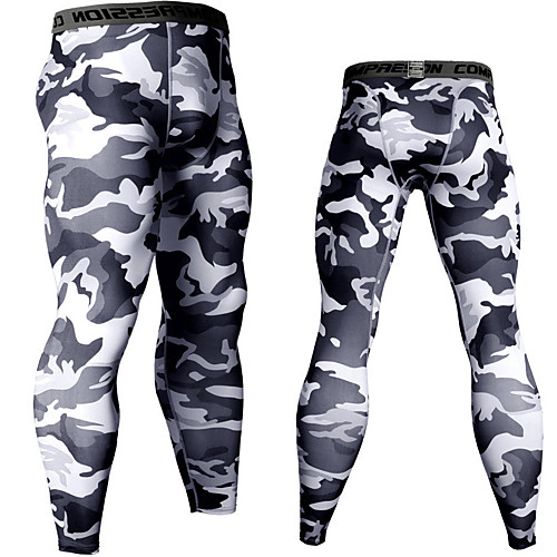 

Men's Running Tights Leggings Compression Pants Athletic Tights Leggings Bottoms Spandex Winter Fitness Gym Workout Basketball Running Exercise Breathable Soft Sweat-Wicking Plus Size Sport White