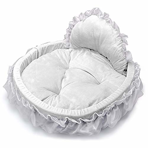 

cute princess pet bed bow-tie lace cat dog bed (l, grey)
