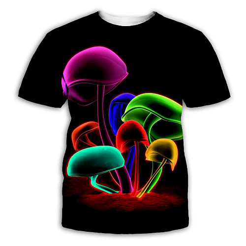 

Men's T shirt Shirt 3D Print Graphic Print Short Sleeve Party Tops Exaggerated Round Neck Black