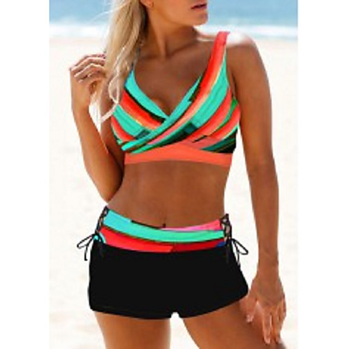 

Women's Bikini Swimsuit Print Tie Dye Orange Swimwear Padded Bathing Suits / Padded Bras