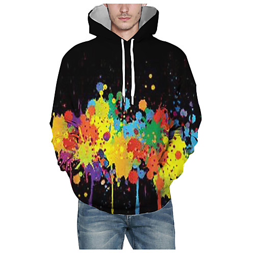 

Men's Pullover Hoodie Sweatshirt Graphic 3D Hooded Daily 3D Print Basic Hoodies Sweatshirts Long Sleeve Black
