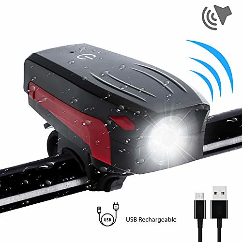 

bike light, bike horn loud, super bright bicycle headlight waterproof,130 db, 5 horn sounds, 5 lighting modes, 2000mah usb rechargeable battery (2018 upgrade) (bike lighthorn)