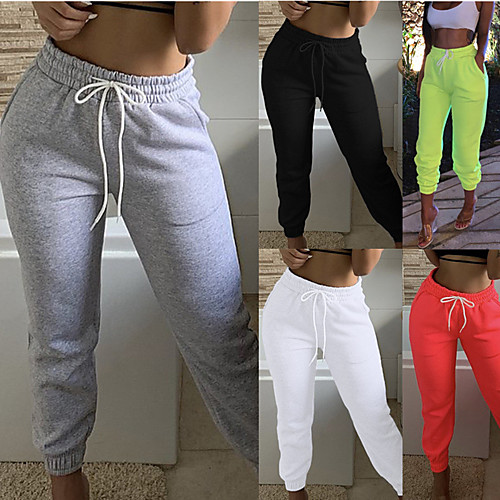 

Women's Sweatpants Joggers Athletic Bottoms Drawstring Pocket Cotton Winter Fitness Gym Workout Performance Running Training Breathable Soft Sweat wicking Normal Sport Solid Colored fluorescent green