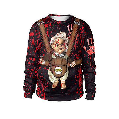 

Women's Pullover Sweatshirt Character Halloween Daily Other Prints Basic Halloween Hoodies Sweatshirts Loose Black
