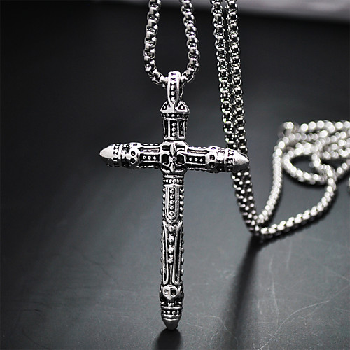 

Women's Men's Pendant Necklace Chain Necklace Drop Cross Friends Vertical / Gold bar Precious Gemini Simple Unique Design Fashion Punk Titanium Steel Alloy Silver 70 cm Necklace Jewelry 1pc For