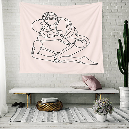 

Valentine's Day Sketch Wall Tapestry Art Decor Blanket Curtain Hanging Home Bedroom Living Room Decoration Kiss Lover