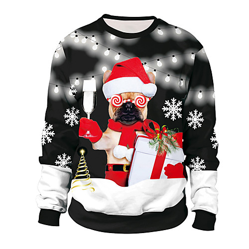 

Women's Men's Pullover Sweatshirt Graphic Ugly Christmas Round Neck Daily Other Prints Basic Christmas Hoodies Sweatshirts Long Sleeve Loose Red