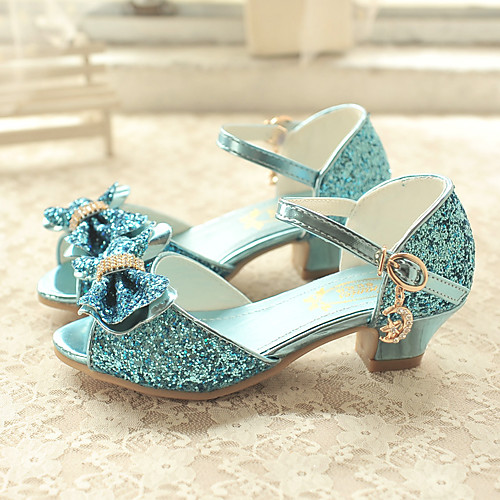 

Princess Shoes Masquerade Girls' Movie Cosplay Sequins White Blue Pink Shoes Children's Day Masquerade