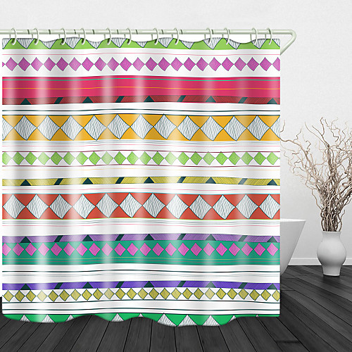 

Simple Ethnic style Print Waterproof Fabric Shower Curtain for Bathroom Home Decor Covered Bathtub Curtains Liner Includes with Hooks 72 Inch