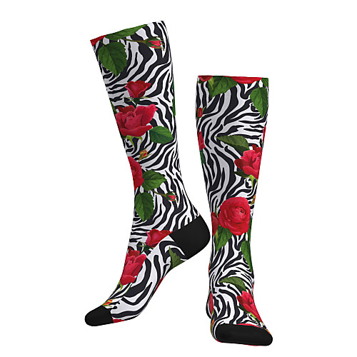 

Compression Socks Long Socks Over the Calf Socks Athletic Sports Socks Cycling Socks Women's Men's Bike / Cycling Breathable Soft Comfortable 1 Pair Floral Botanical Cotton Red S M L / Stretchy