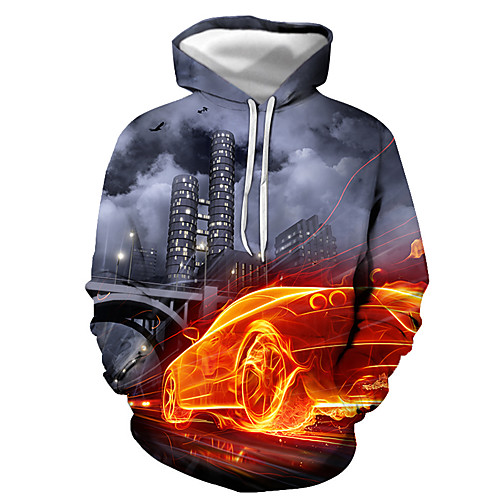 

Men's Pullover Hoodie Sweatshirt Graphic Hooded Daily Going out 3D Print Basic Casual Hoodies Sweatshirts Long Sleeve Gray