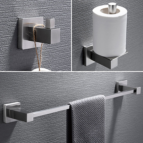 

Bathroom Hardware Set Include Bathroom Towel Bar/Robe Hook/Towel Holder 304 Stainless Steel Wall Mounted Silvery 3 pcs