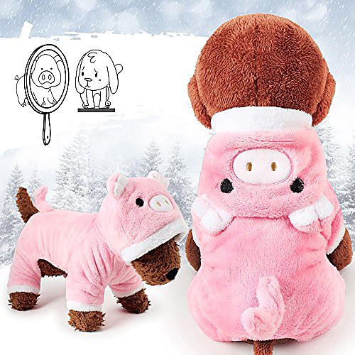 

cute small dog sweater girl pink pig puppy clothes hoodie winter warm coat