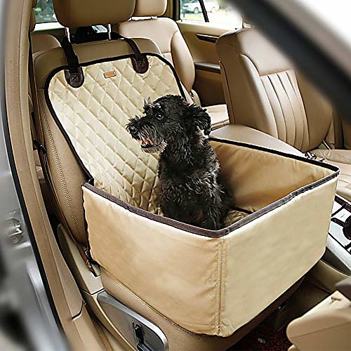 

pet bucket seat cover booster seat 2 in 1 deluxe dog& cat front seat cover for cars non- slip backing waterproof (black)