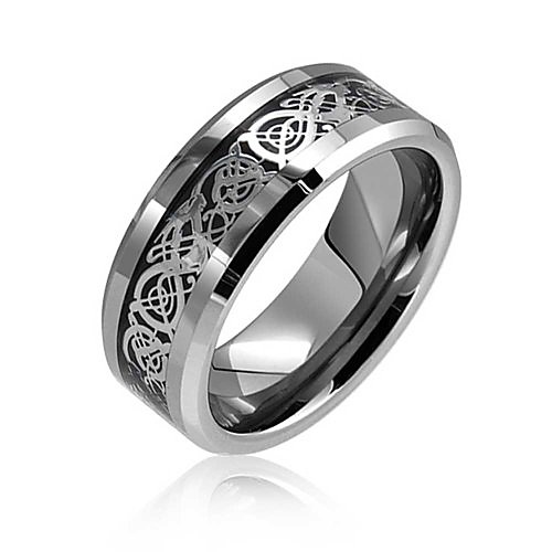 

two tone black silver celtic knot dragon inlay couples titanium wedding band rings for men for women comfort fit 8mm