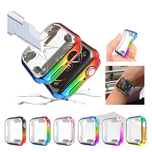 

Colorful Watch Case For Apple Watch Series 6 SE 5 4 3 2 1 Rainbow Soft Tpu Watch Cover For iWatch 38MM 42MM 40MM 44MM TPU Watch Screen Protector
