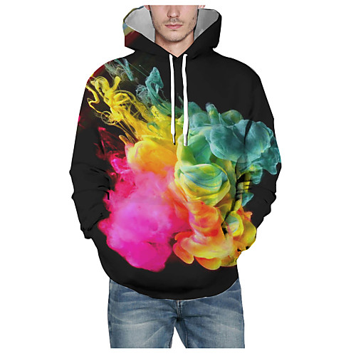 

Men's Pullover Hoodie Sweatshirt Graphic 3D Hooded Daily 3D Print Basic Hoodies Sweatshirts Long Sleeve Black