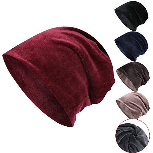 

Men's Women's Hiking Cap Skull Cap Beanie 1pc Winter Outdoor Fleece Lining Breathable Warm Soft Skull Cap Beanie Classic Corduroy Black Red Blue for Camping / Hiking Hunting Fishing / Micro-elastic