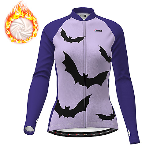 

21Grams Women's Long Sleeve Cycling Jersey Winter Fleece Polyester Purple Fuchsia Novelty Animal Bike Jacket Jersey Top Mountain Bike MTB Road Bike Cycling Thermal Warm Fleece Lining Warm Sports