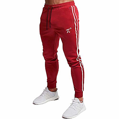 

men's slim striped jogger pants,tapered sweatpants for training,running,workout with zipper pockets,wind red,small