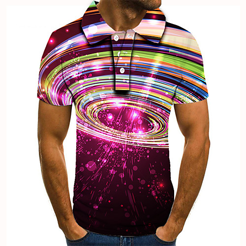 

Men's Golf Shirt Tennis Shirt 3D Print Graphic Print Short Sleeve Daily Tops Basic Rainbow