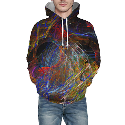 

Men's Pullover Hoodie Sweatshirt Graphic Abstract Hooded Daily 3D Print Basic Hoodies Sweatshirts Long Sleeve Brown