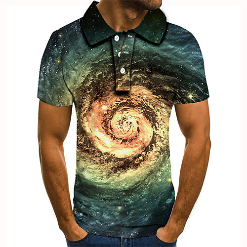 

Men's Golf Shirt 3D Print Graphic Optical Illusion Print Short Sleeve Daily Tops Basic Green