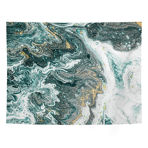 

Wall Tapestry Art Decor Blanket Curtain Picnic Tablecloth Hanging Home Bedroom Living Room Dorm Decoration Polyester Ins Marble Irregular Water Pattern Green And White Gold Pattern