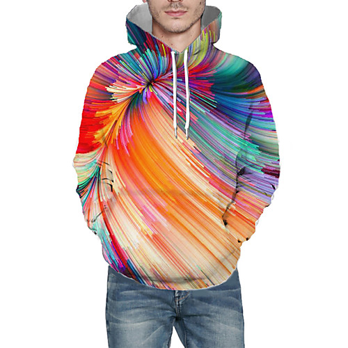 

Men's Pullover Hoodie Sweatshirt Graphic Abstract 3D Hooded Daily 3D Print Basic Hoodies Sweatshirts Long Sleeve Rainbow