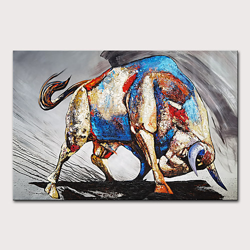 

Oil Painting Hand Painted - Animals Pop Art Modern Rolled Canvas (No Frame)