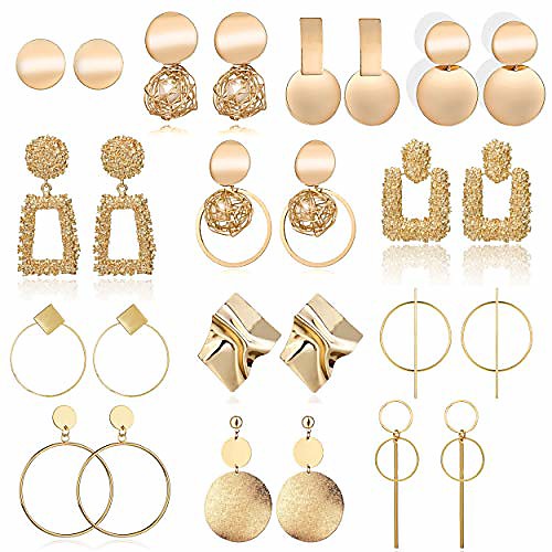 

drop dangle earring, fashion big geometric earrings for women & gold stud hoops earrings for girls, hanging earring set jewelry gifts