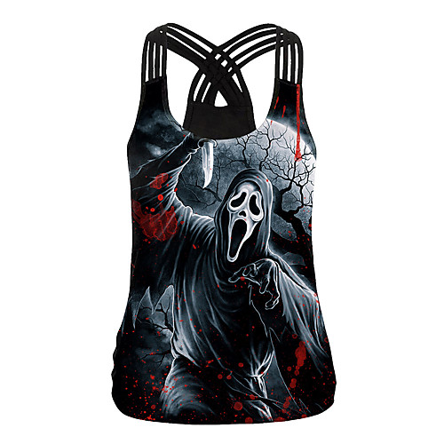 

Women's Halloween Tank Top Bull U Neck Halloween Tops Black