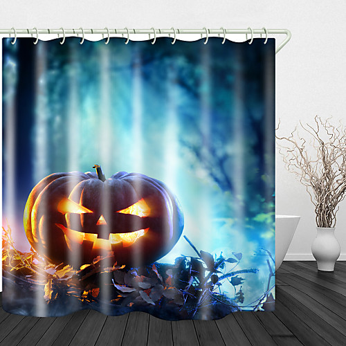 

Halloween Evil Pumpkin Digital Printing Shower Curtain English Green Leaf Digital Printing Shower Curtain Shower Curtains & Hooks Modern Polyester New Design