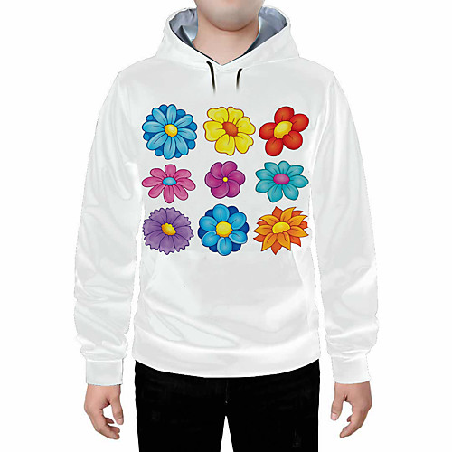 

Men's Plus Size Pullover Hoodie Sweatshirt Floral 3D Hooded Daily Going out 3D Print 3D Print Casual Hoodies Sweatshirts White