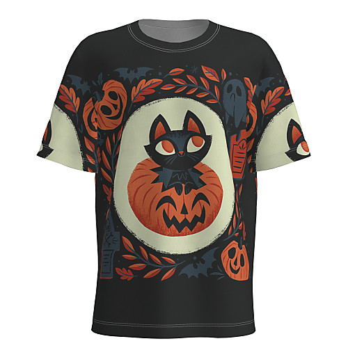 

Men's T shirt 3D Print Graphic Animal Short Sleeve Halloween Tops Basic Round Neck Black