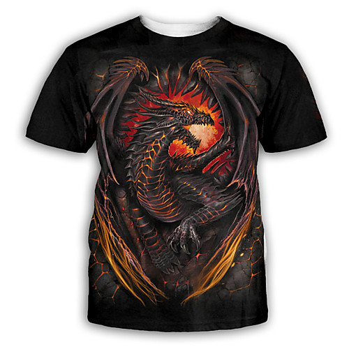 

Men's T shirt Shirt 3D Print Graphic Print Short Sleeve Party Tops Exaggerated Round Neck Black