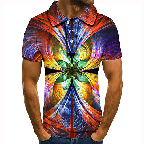 

Men's Golf Shirt Tennis Shirt 3D Print Graphic Print Short Sleeve Daily Tops Personalized Basic Vacation Holiday Rainbow