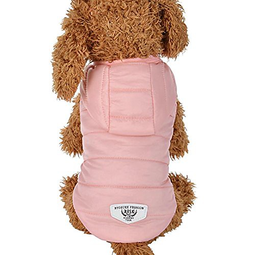 

pet clothes, puppy thickening down coat doggie jacket winter warm hoodie (pink)