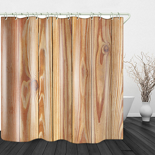

Solid fir Board Print Waterproof Fabric Shower Curtain for Bathroom Home Decor Covered Bathtub Curtains Liner Includes with Hooks