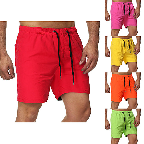 

Men's Sporty Sports Beach Sweatpants Pants Solid Colored Knee Length Drawstring White Black Blue Red Yellow