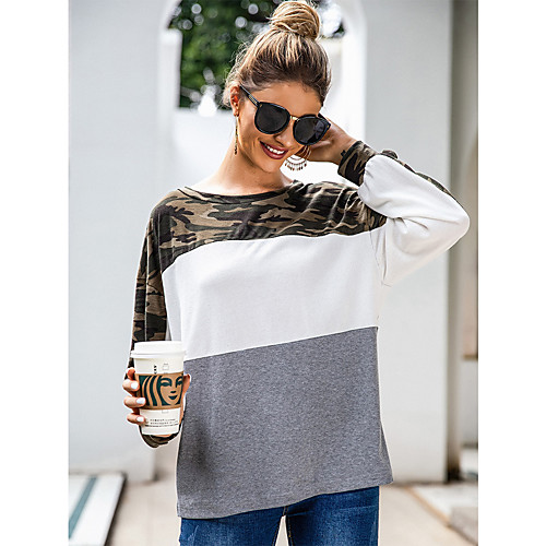 

Women's Pullover Sweatshirt Color Block Daily non-printing Casual Hoodies Sweatshirts Gray