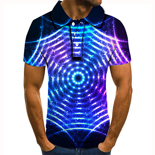 

Men's Golf Shirt Tennis Shirt 3D Print Graphic Print Short Sleeve Daily Tops Basic Blue