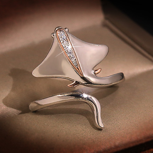 

Band Ring AAA Cubic Zirconia Mismatched Silver Brass Fish Unique Design European 1pc 6 8 10 / Women's / Adjustable Ring