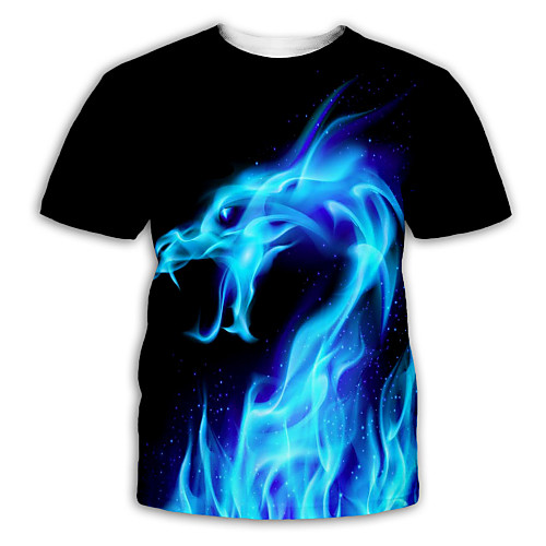 

Men's T shirt 3D Print Graphic Print Short Sleeve Party Tops Exaggerated Black