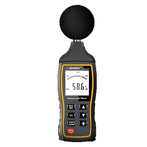 

SW524 LCD Digital Sound Level Meter Noise Volume Measuring Instrument Decibel Monitoring Tester 30-130dB USB Data Storage Alarm