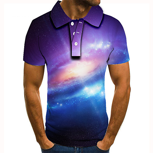 

Men's Golf Shirt Tennis Shirt 3D Print Graphic Print Short Sleeve Daily Tops Basic Purple