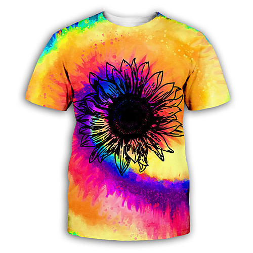 

Men's T shirt 3D Print Graphic Print Short Sleeve Party Tops Exaggerated Rainbow