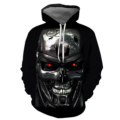 

Men's Pullover Hoodie Sweatshirt Graphic Skull Hooded Halloween Daily Going out 3D Print Basic Casual Hoodies Sweatshirts Long Sleeve Black