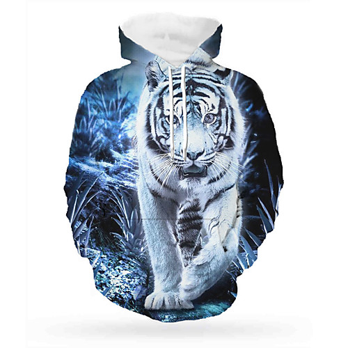 

Men's Pullover Hoodie Sweatshirt Graphic Animal Hooded Daily 3D Print Basic Hoodies Sweatshirts Long Sleeve Blue